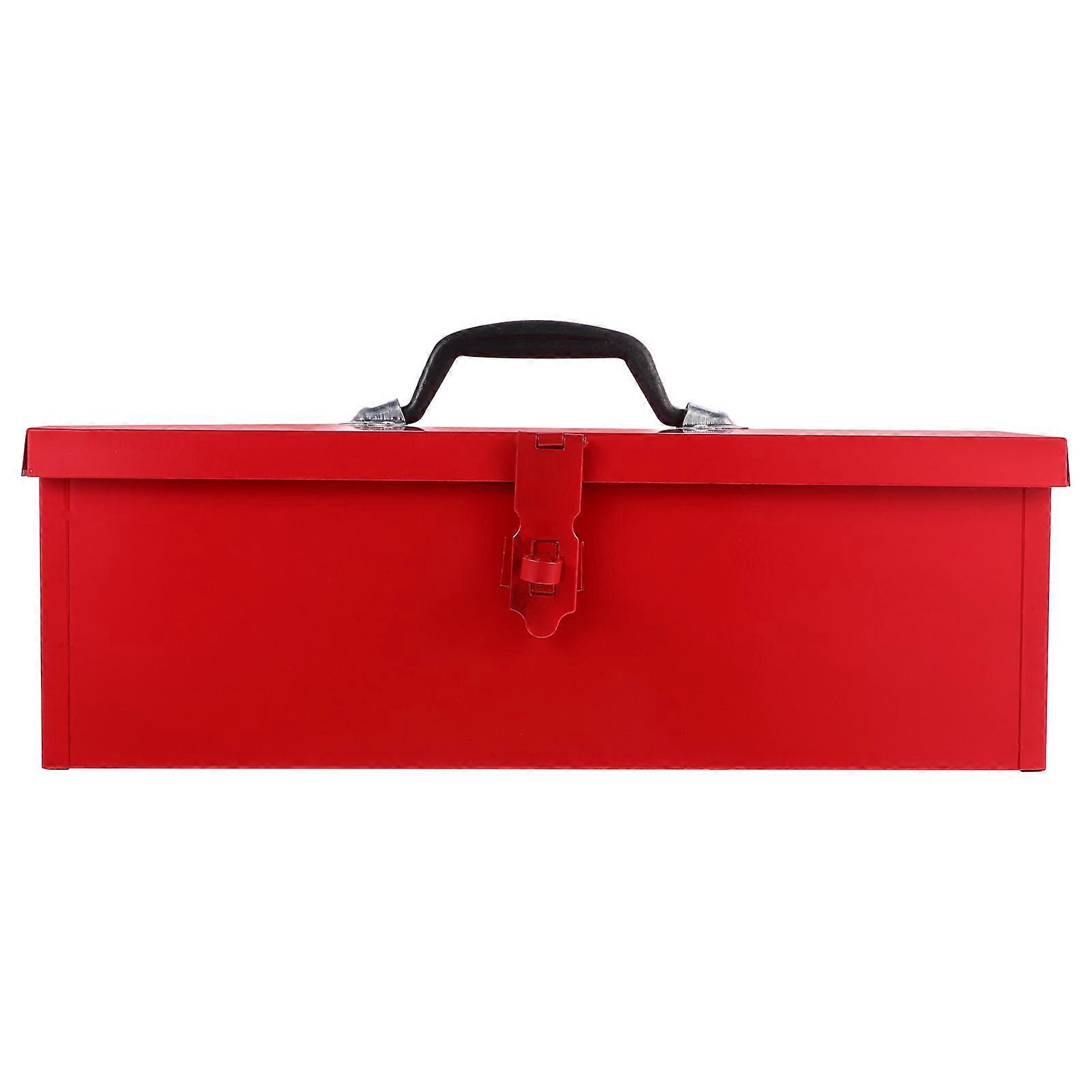 1Pc Iron Sheet Tool Box Household Tool Storage Case Red Portable Toolbox