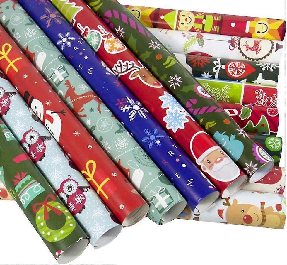 Balabela 10Pcs Christmas Wrapping Paper Bundle With Cut Lines On The Back Of Christmas Decorative Presents Craft Wrapping Paper Rolls Random Color Nic