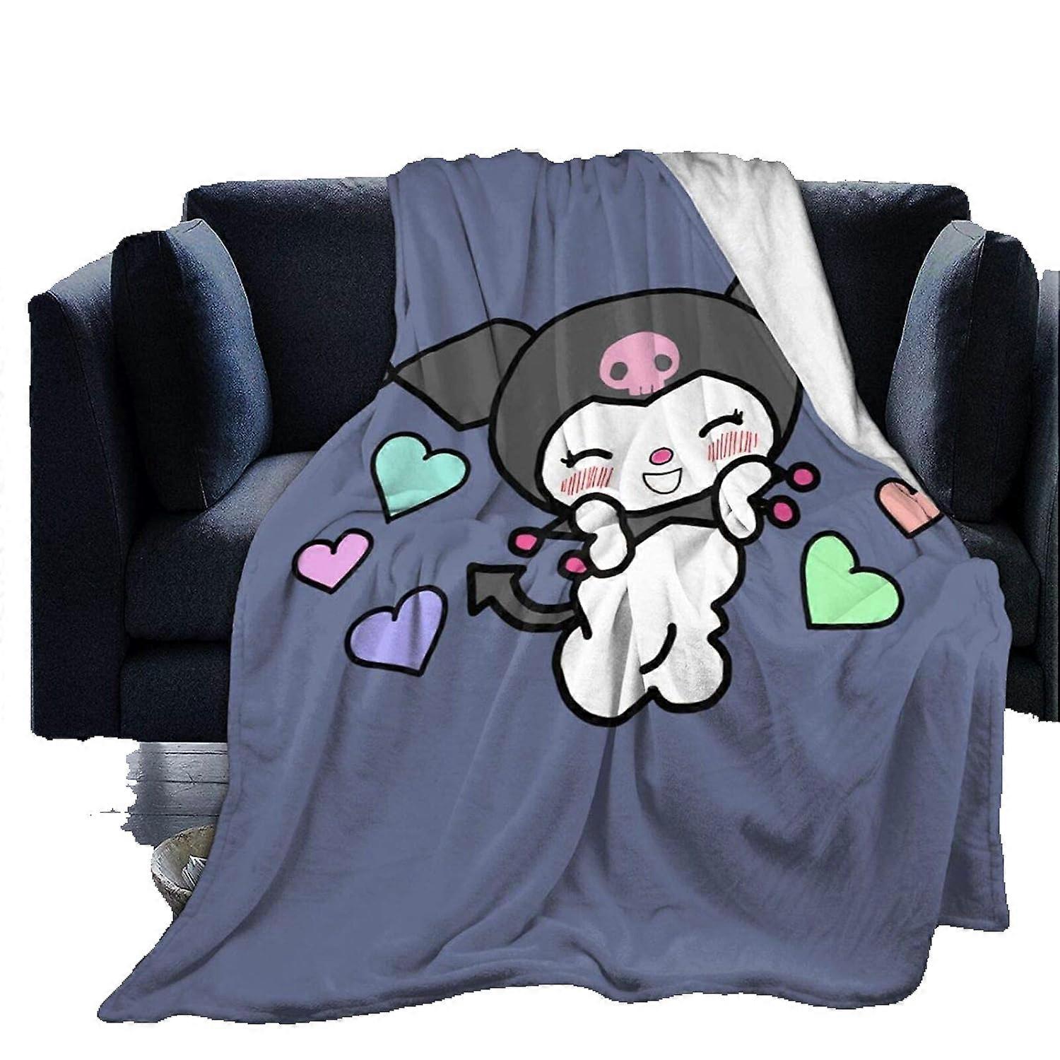 My Melody and Kuromi Micro Fleece Blanket Home Soft Warm Lightweight Throw Blanket for Bed Sofa-X75 -CT349