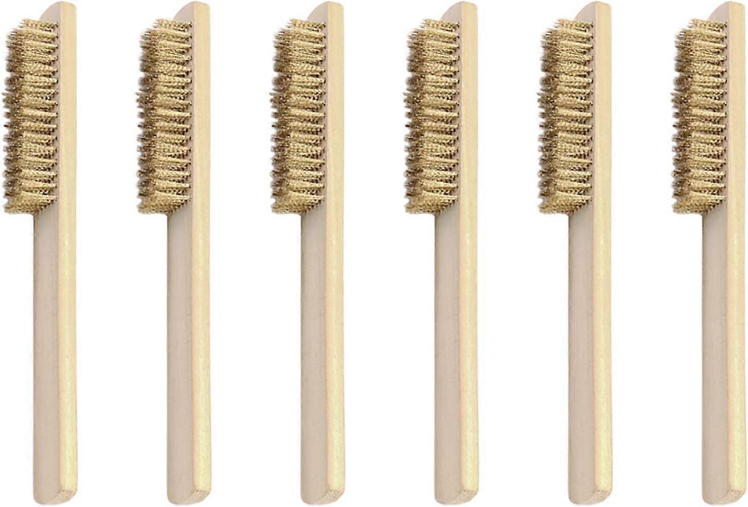 6 stk messingbørstesett - stålbørste med messingbust - rust- og flekkrensing