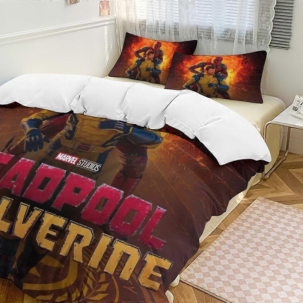 c524 Deadpool e Conjuntos de Conforto de Cama Wolverine, Conjunto de Cama de 3 Peças Conjunto de Cama Macio e Quente com 1 Capa de Edredom e 2 Fronhas para Quarto Todos os Quartos
