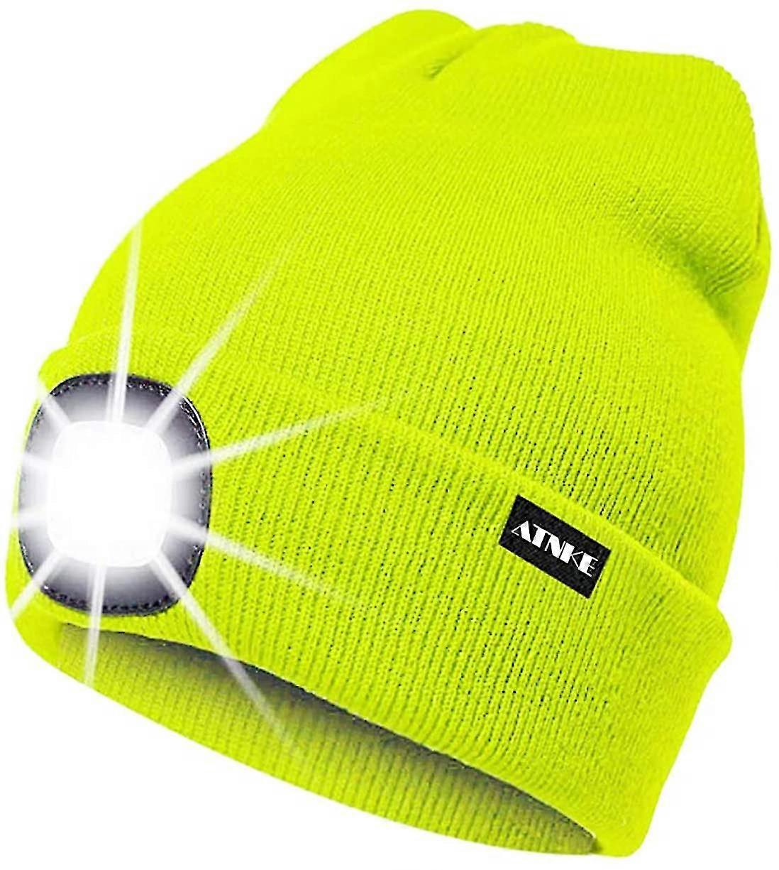 Lighted Beanie Cap Rechargeable Running Hat Ultra Bright 4 Led Waterproof Headlamp