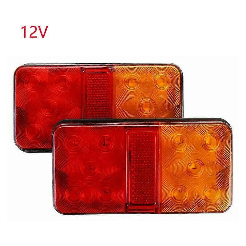 2PCS 12V 24V LED Rear Tail Lights Indicator Stop Light Trailer Caravan Van Truck Lamp 10 LED Signal Indicator