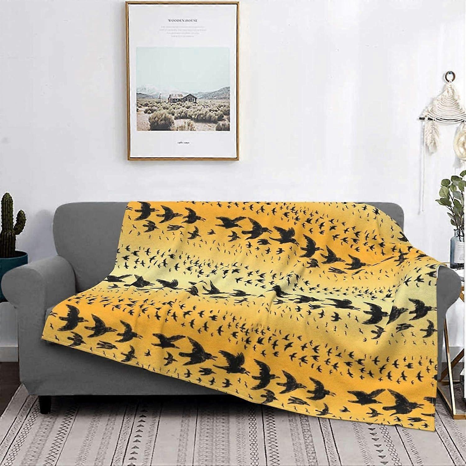 Blanket Caw Caw Gradient Orange Yellow Warm Flannel Fleece Plush Soft Sofa Throw Blanket As Bed Cover/Bed Sheets-WSDE485