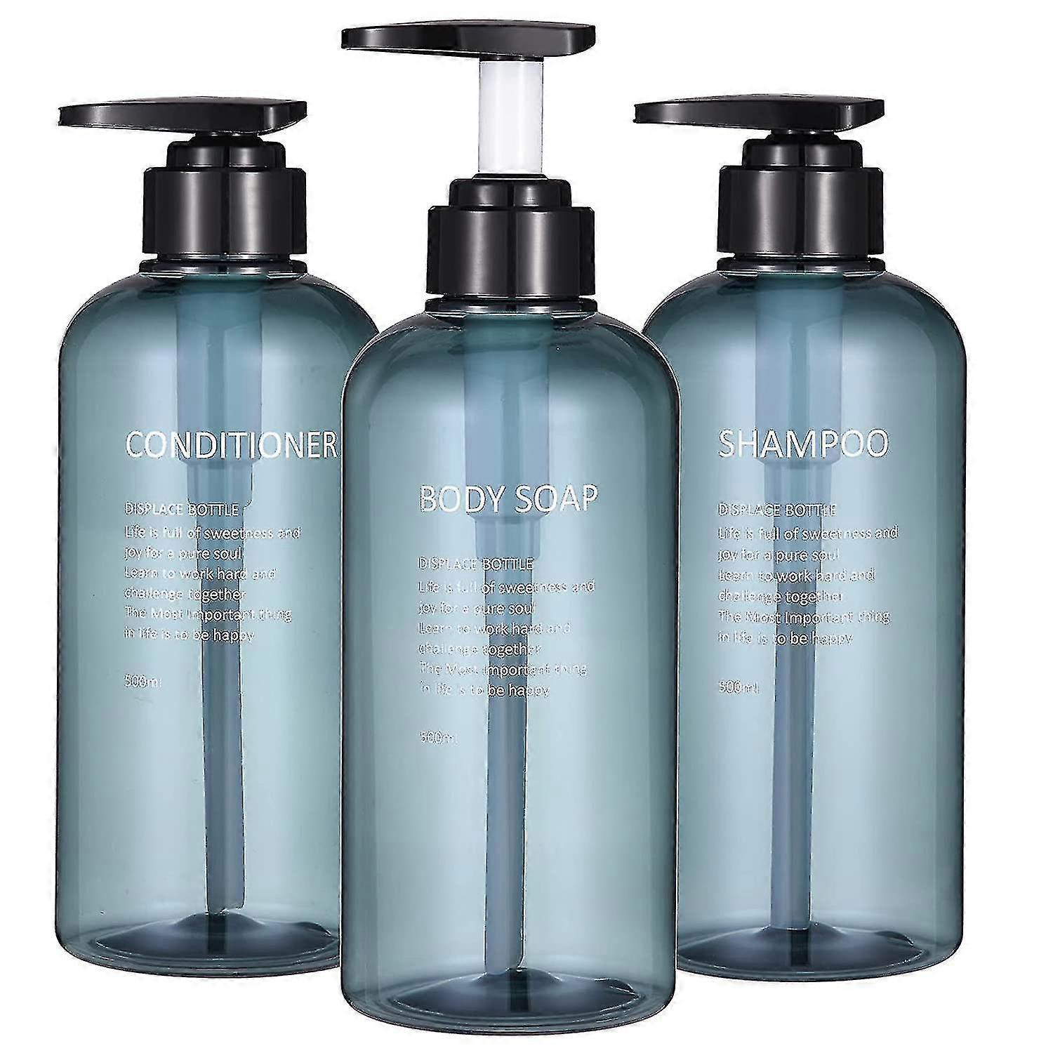 Shampoo And Conditioner Dispenser Bottles-3pcs 16.9oz/500ml Plastic Empty Refillable Pump Lotion Bottle Containers Set