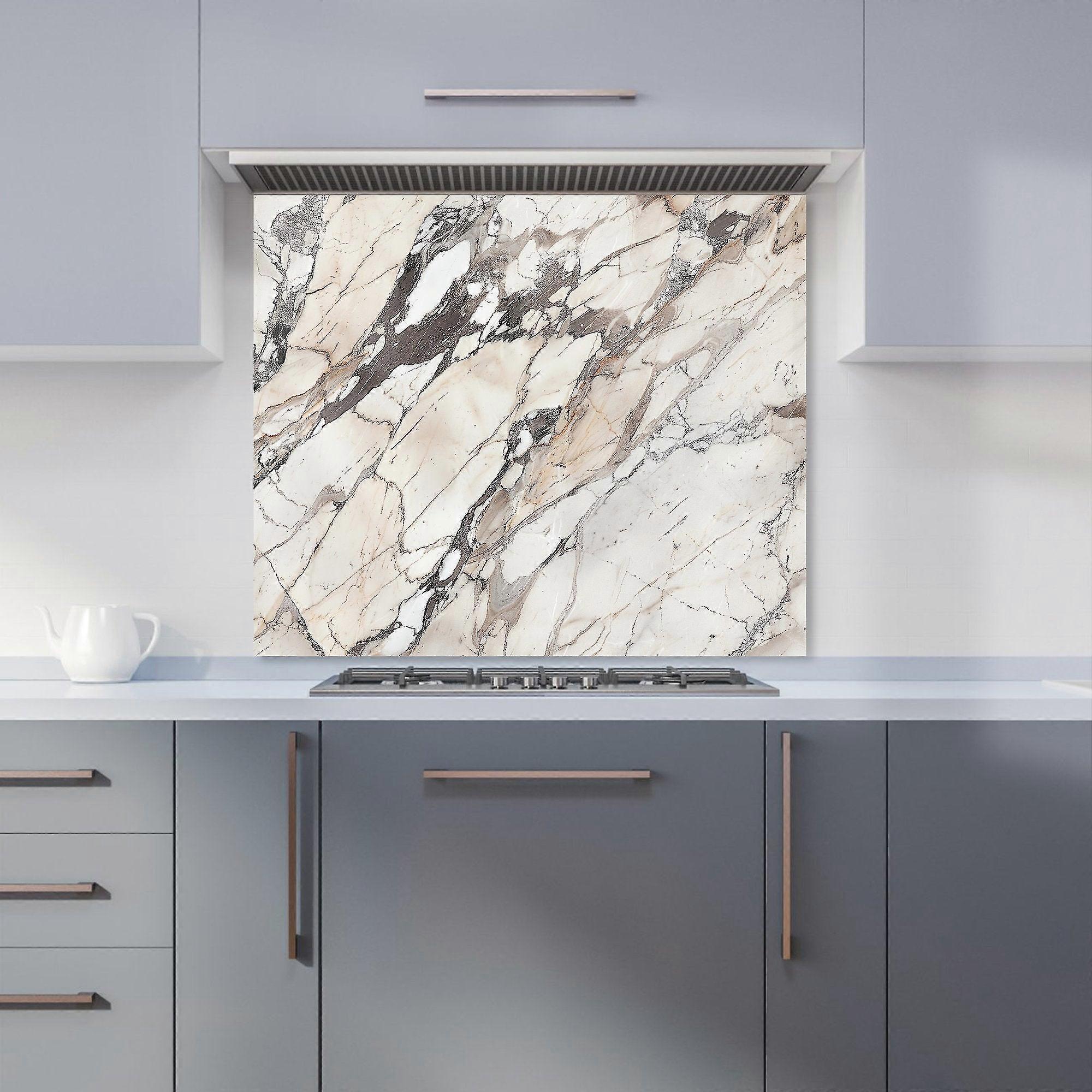 Off White Marble Effect Kitchen Splashback