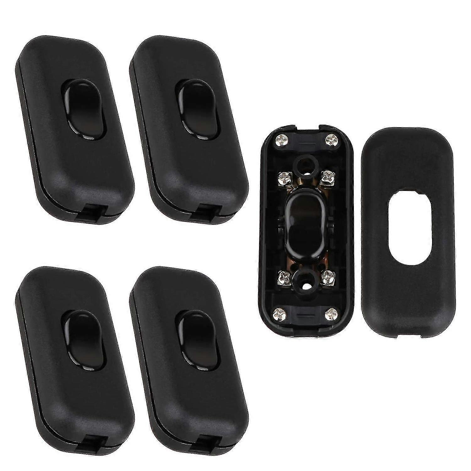 5pcs Inline Switch 6 Amp Inline Rocker, Ac 250v Inline Switch(black)