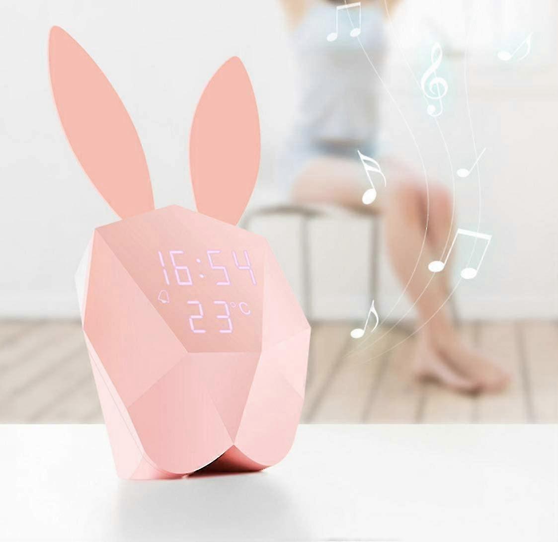 Rabbit Digital Display Alarm Clock Led Night Light Voice Control 12 H / 24 H Time Temperature