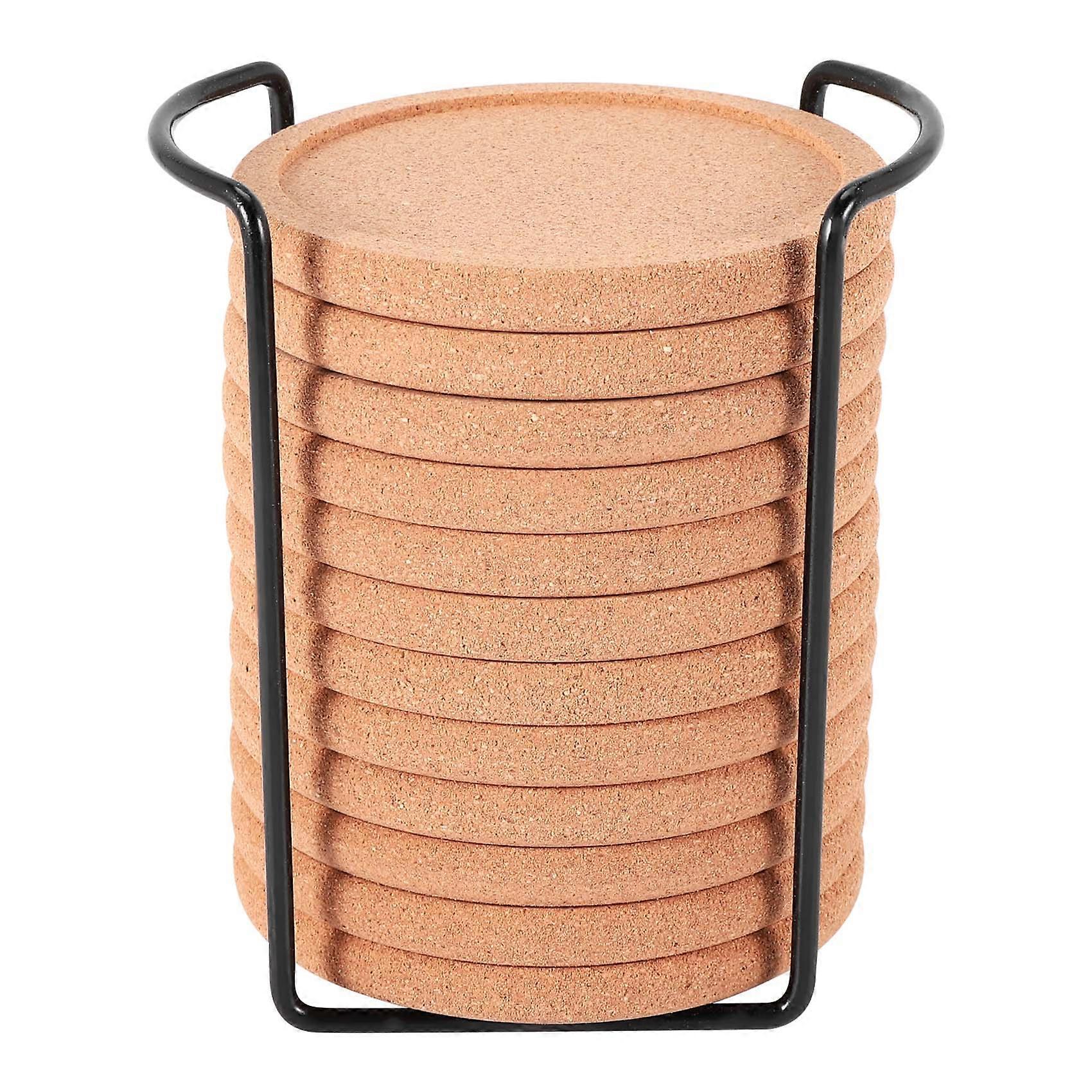 Cork Coasters with Lip Compatible Drinks Absorbent Thick Rustic Saucer