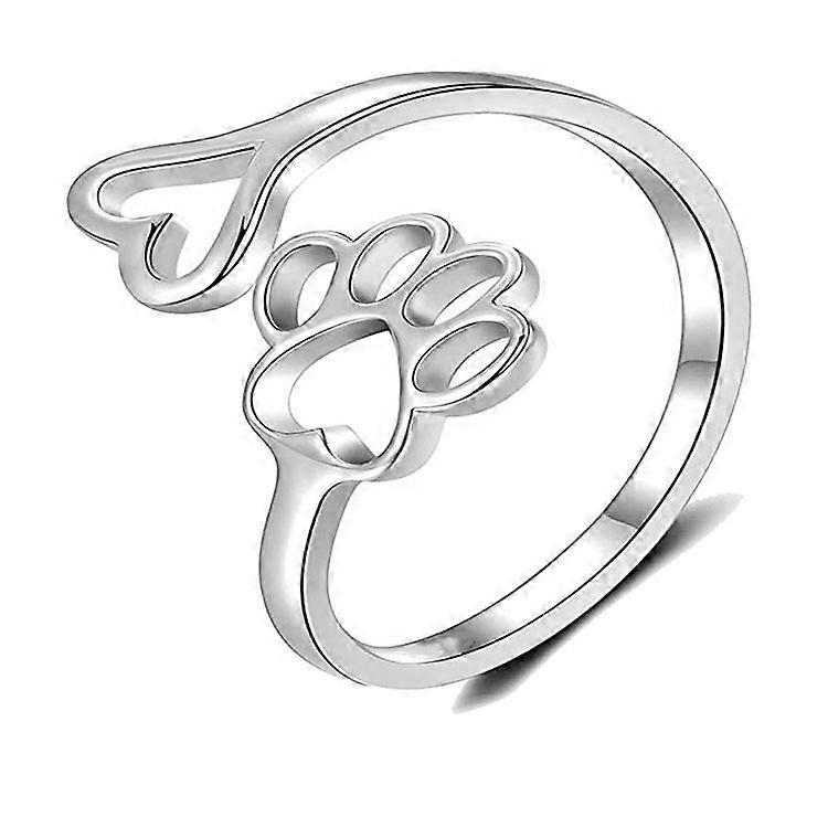 Dog Footprint Shaped Open Ring Adjustable Finger Ring Personalized Women Ring
