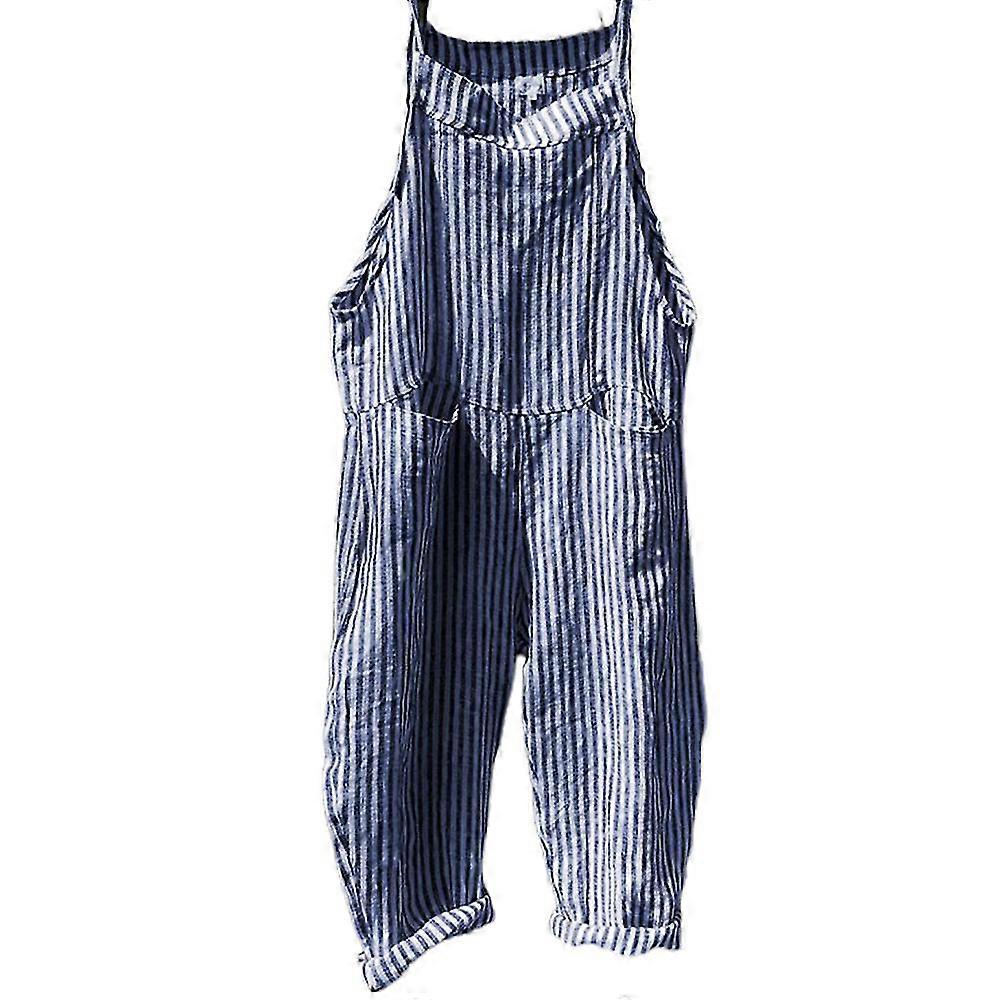 Dames gestreepte tuinbroek overalls playsuit broek casual jumpsuit broek met zakken