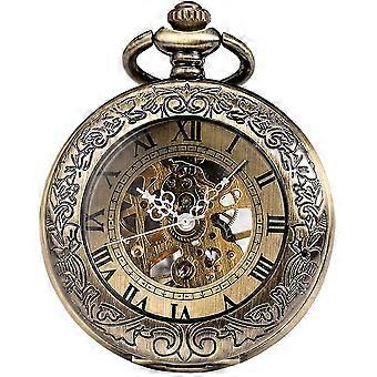 Mens Zakhorloge Speciale Vergrootglas Mechanische Hand Wind Half Hunter Roman