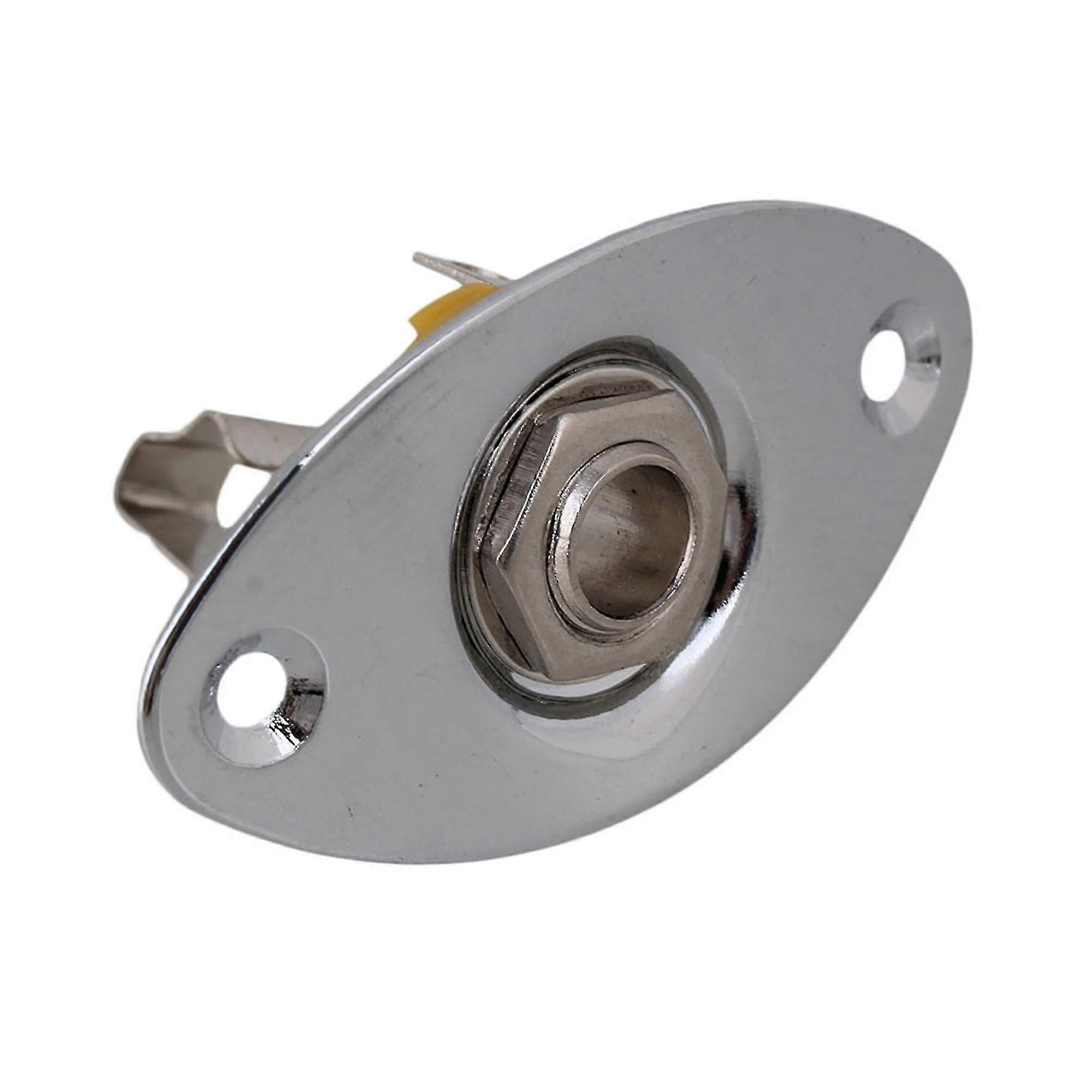 Oval Indented Guitar Output Jack Plate & Socket Chrome Set Of 10