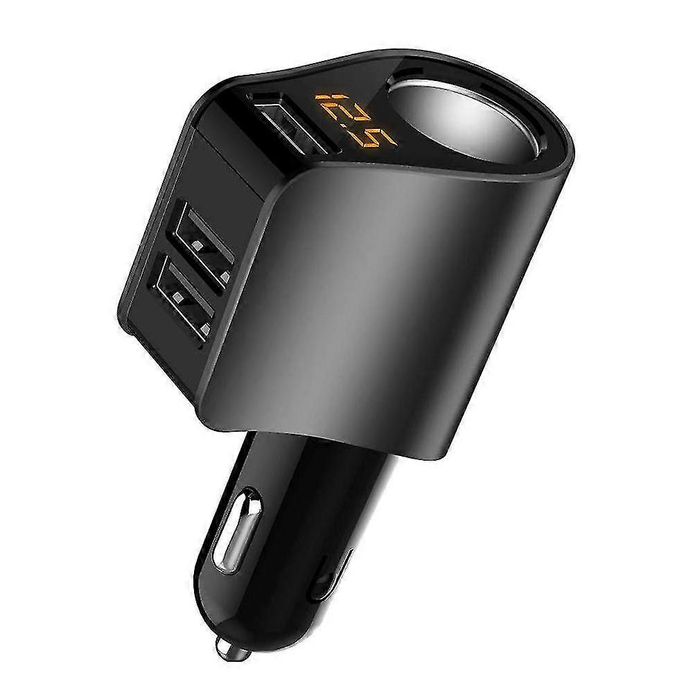 Car Charger Adapter,socket Splitter With 3 Usb And Voltage Meter