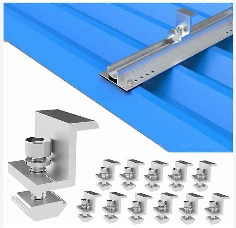 12 Pack Solar Panel Brackets, Solar End Terminal, Adjustable Width, Photovoltaic Bracket, (30mm)