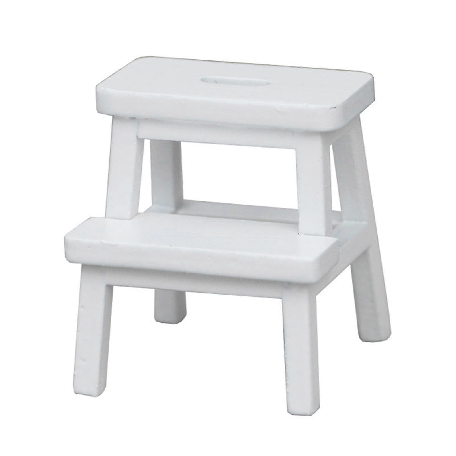 1:12 Dollhouse Mini Stool Exquisite Details Realistic Appearance Double-deck Step Stool Doll House Accessory