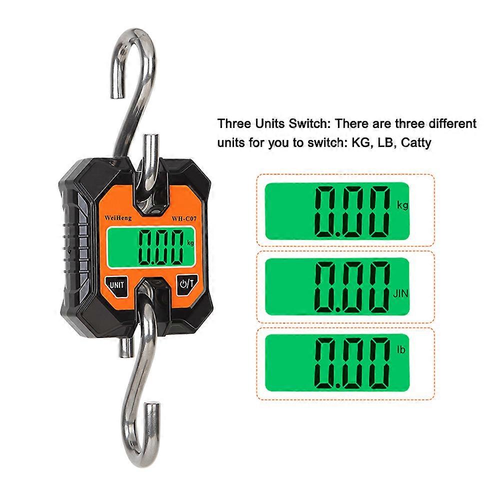 WeiHeng 100kg / 50g סולם תלייה אלקטרוני רב תכליתי בקנה מידה אלקטרוני KG Catty LB יחידת מיתוג תצוגת LCD עם תאורה אחורית