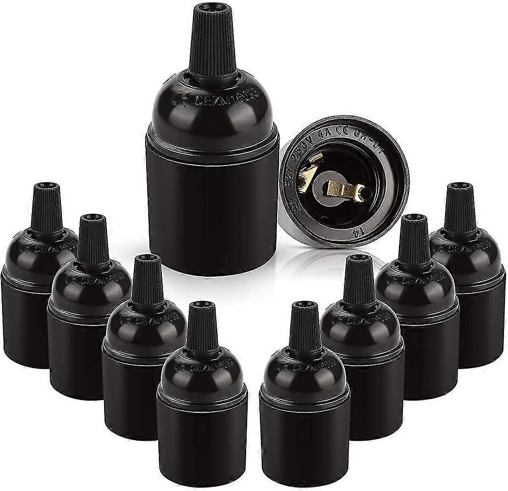10PCS E27 Black Socket, Retro Pendant Lamp, Solid Bakelite Lamp Holder Adapter, Perfect For Decor