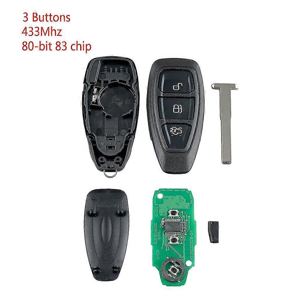 Car Smart Remote Key 3 Buttons Fit For Focus C-Max Mondeo Kuga Fiesta B-Max 433Mhz