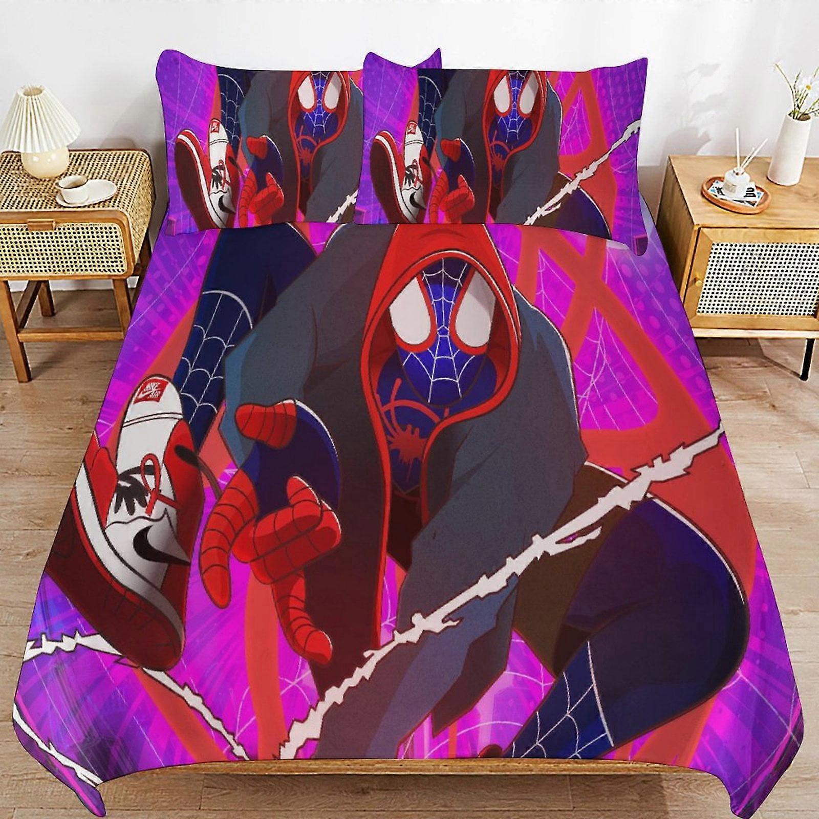 v4469  Bed Sheets Bedding Spider Ma-n Across_the_Spider_Verse 3 PCS Comfort Set with 2 Pillowcases,Spider Ma-n Bedding Set Sheet Set for Kids Adults,A