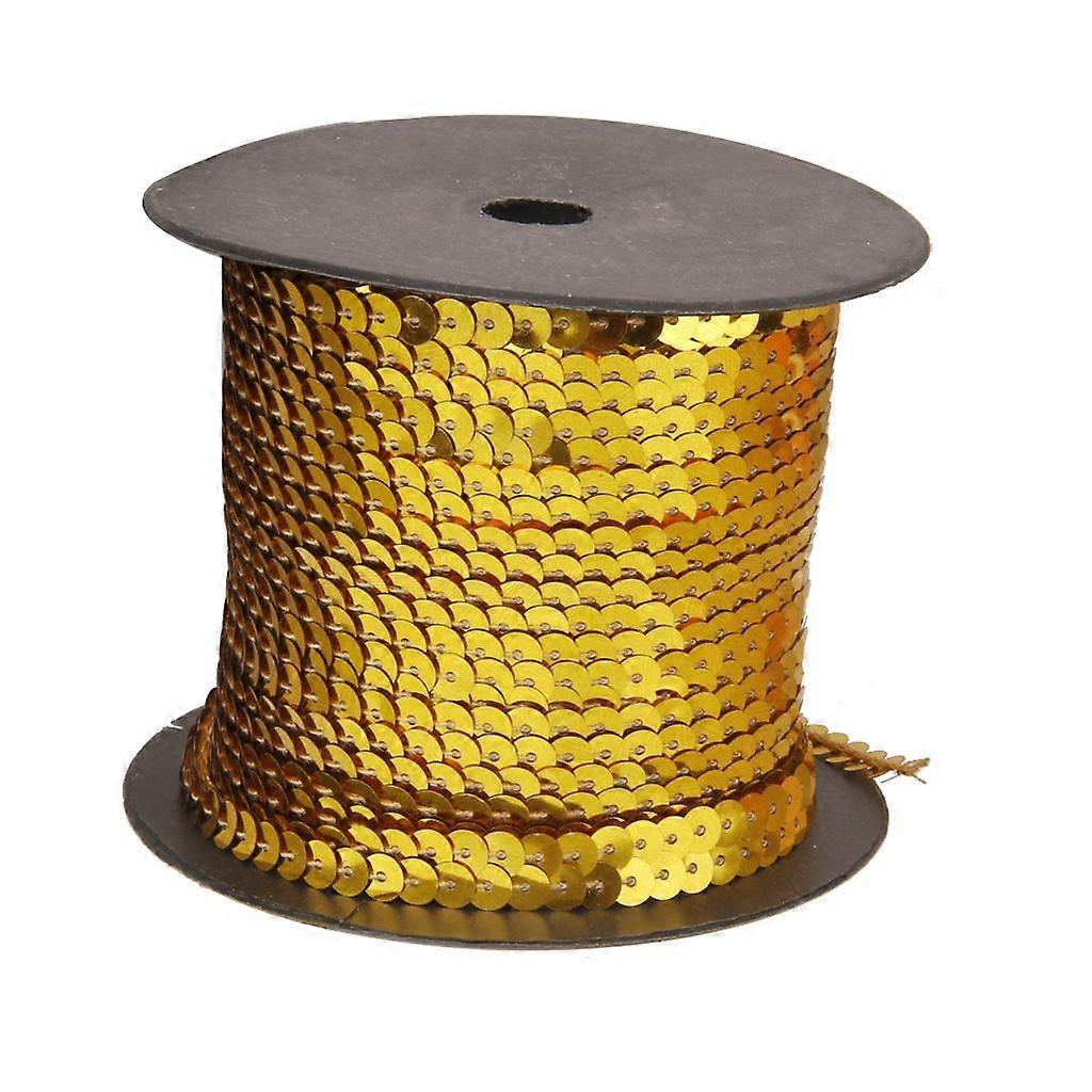100Yards Sequin Trim Ribbon String Deep Gold