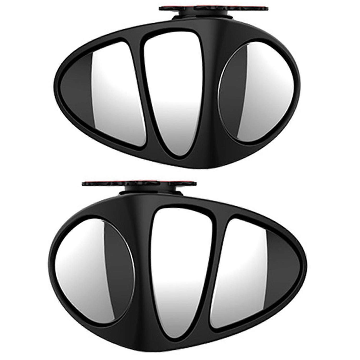 2 Pcs 3 in 1 360 Degree Rotation Three Sided Blind Spot Mirror Reversing Blind Spot Convex Mirror