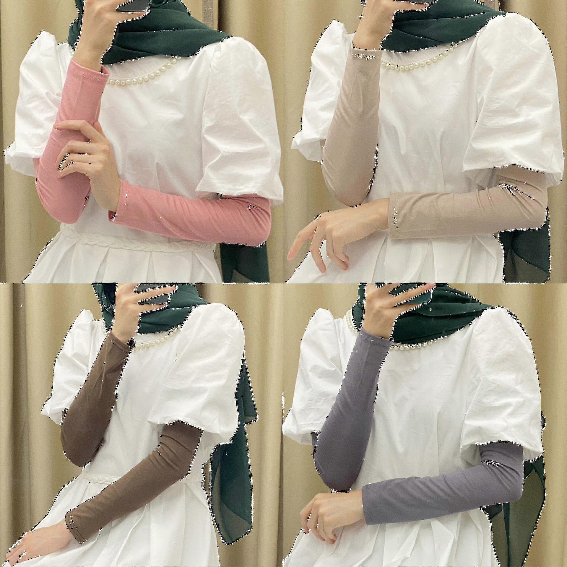 Spring Malaysian Solid Color Modal Cotton Bottoming Sleeves, Sunscreen And Uv Protection