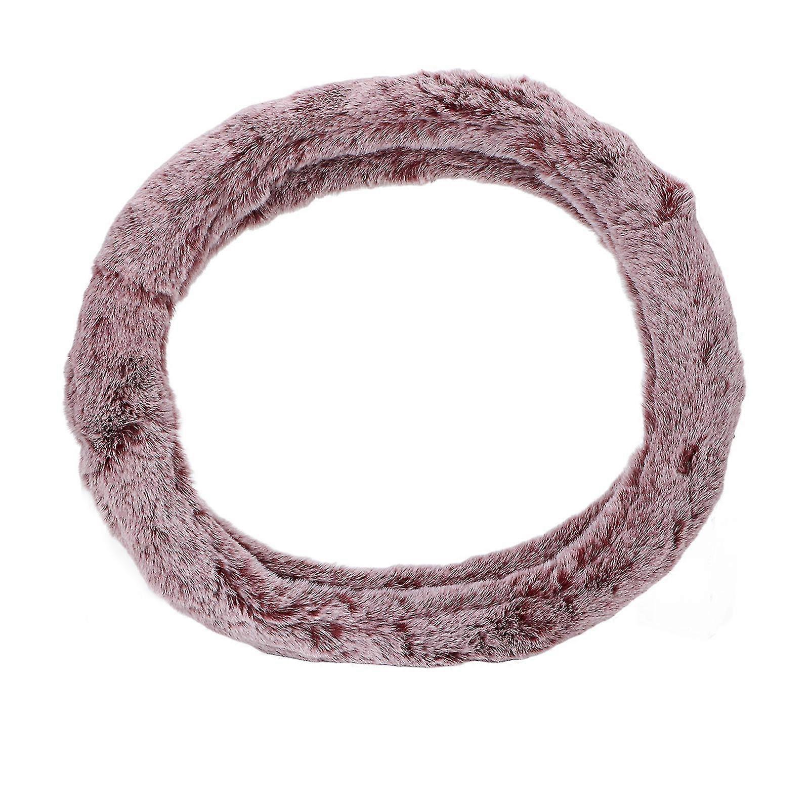 15 Inch Universal Imitation Wool Plush Steering Wheel Cover - Light Pink