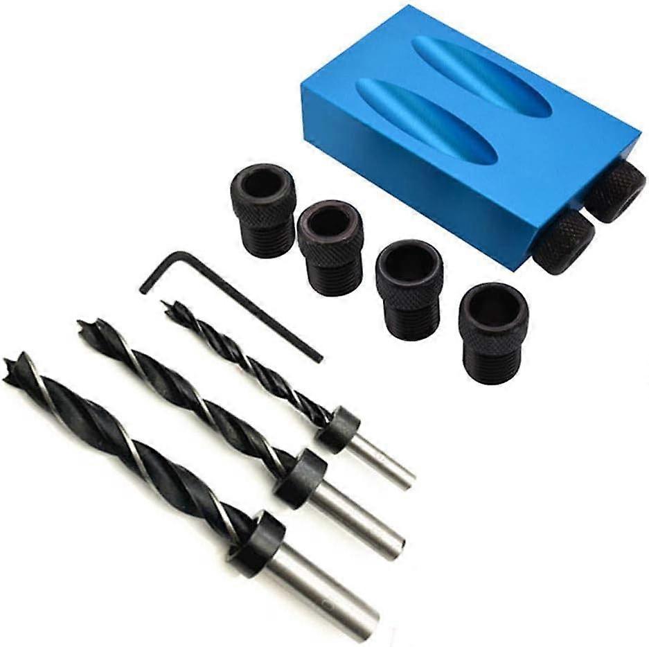 Hole Marker Tool, 6/8/10mm Pocket Hole Jig Kit Angle Drill Guide Set Hole Drilling Tool Jig Drill Set DIY Woodworking Tools (14 Pcs/Set:)