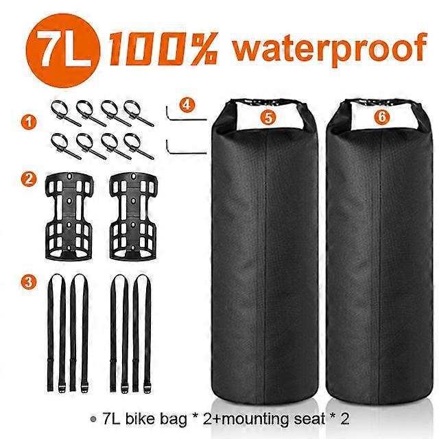 Portable waterproof bike fork bag 7L