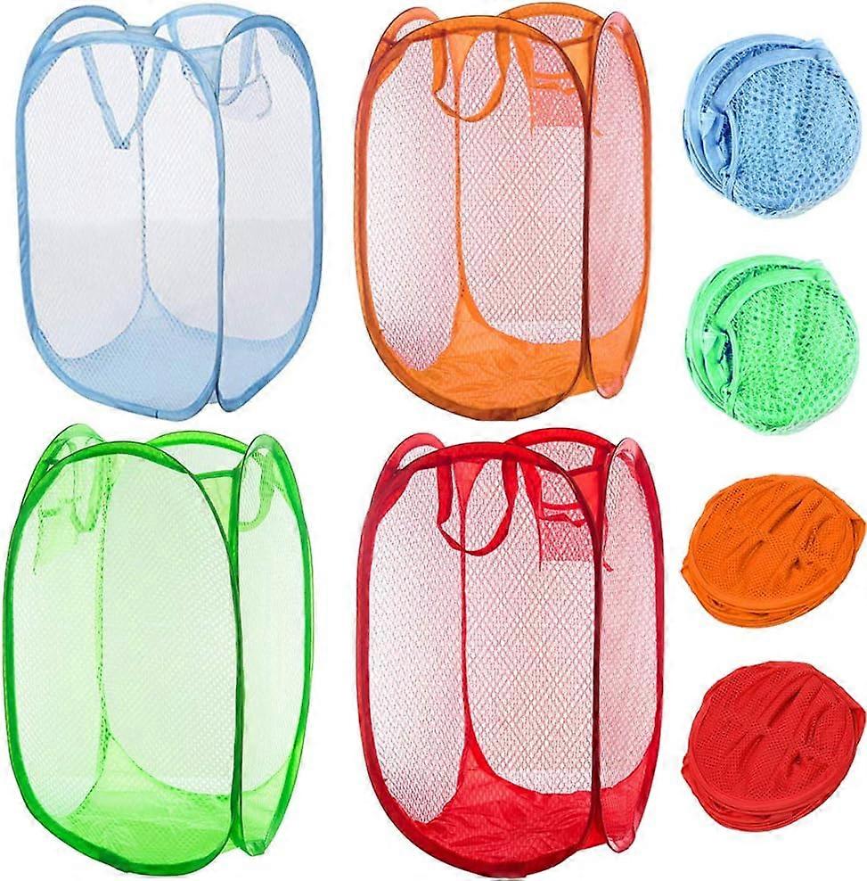 4 Pack Collapsible Mesh Laundry Hamper for Bedroom, Kids Room, College Dorm and Travel