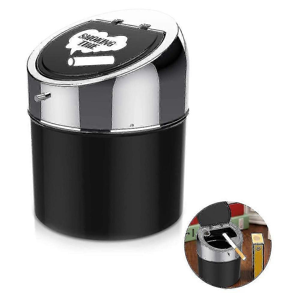 Stainless Steel Ashtray With Lid, Windproof Table Ashtray