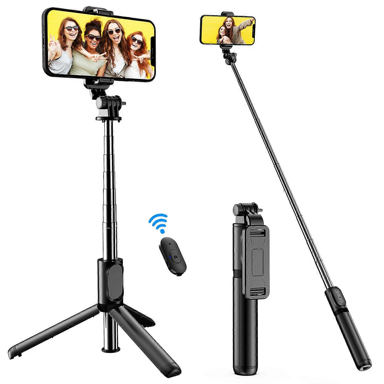 Extendable Selfie Stick Tripod with Wireless Remote Control for iOS/Android Smartphones - Lightweight and Portable