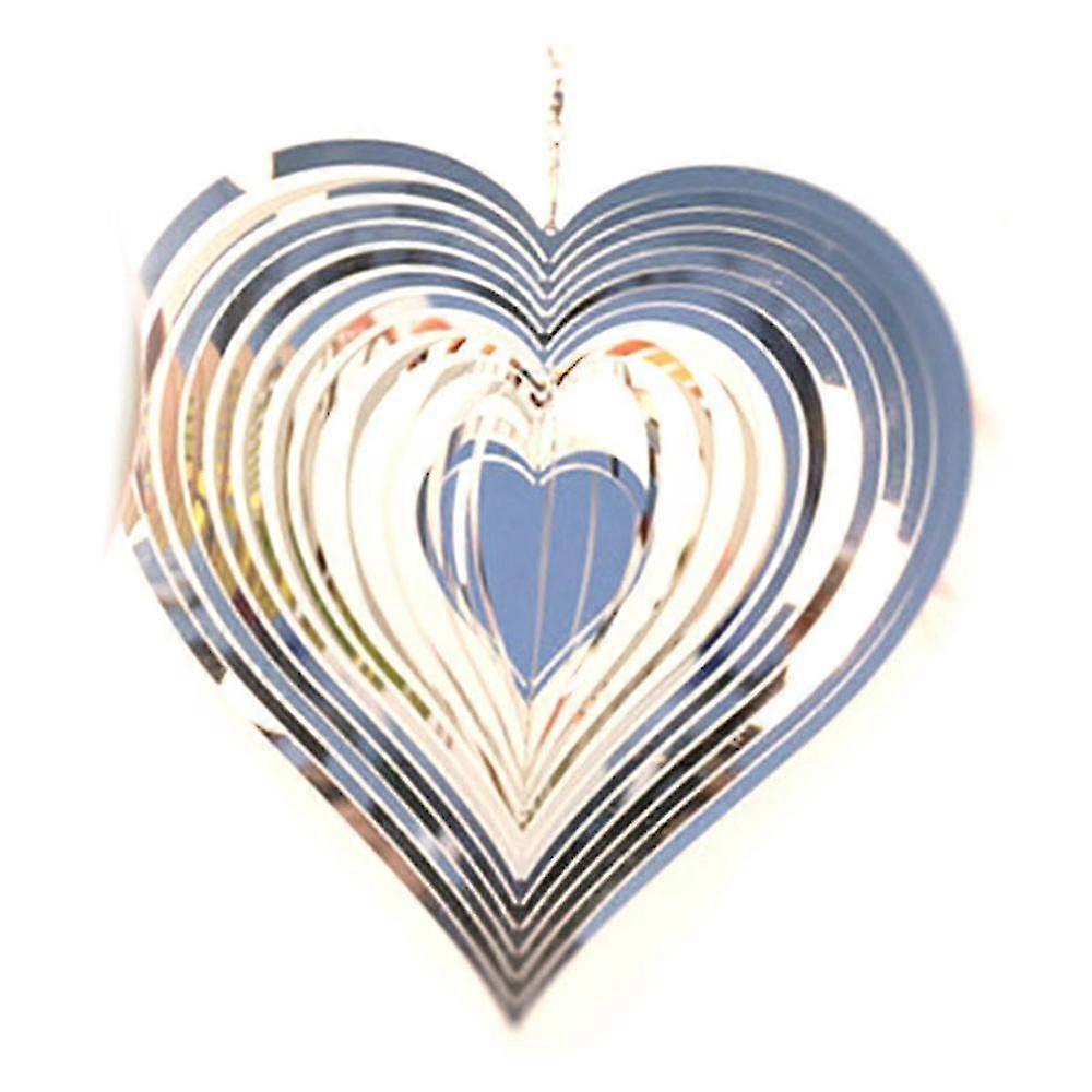 ステンレススチールステレオ回転金属風鈴ウィンドスピナービートハートウィンドチャイムとデコラット