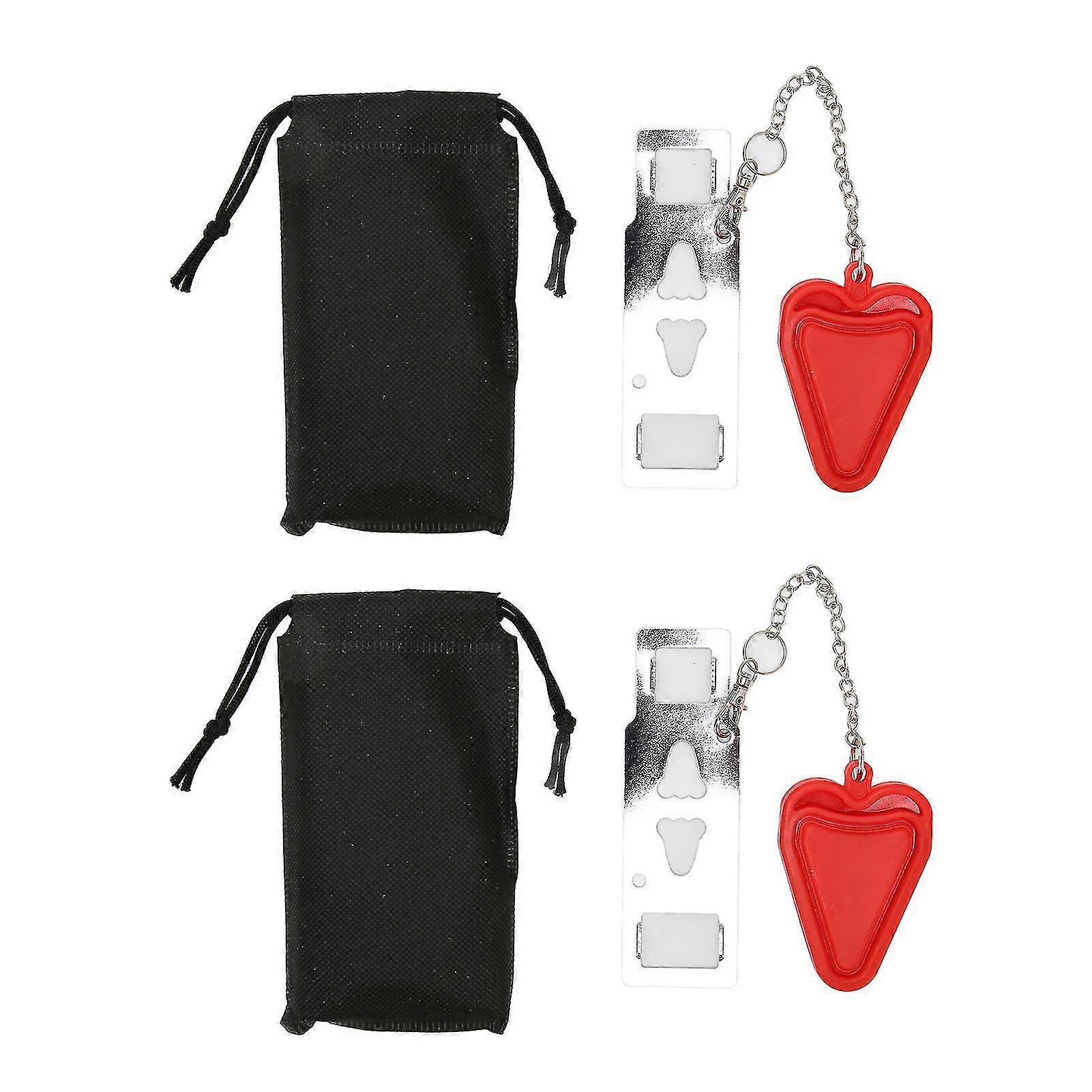 Compact and Portable Door Locker - 2Pcs Red PP Stainless Iron Easy Installation for Hotel Travel Security