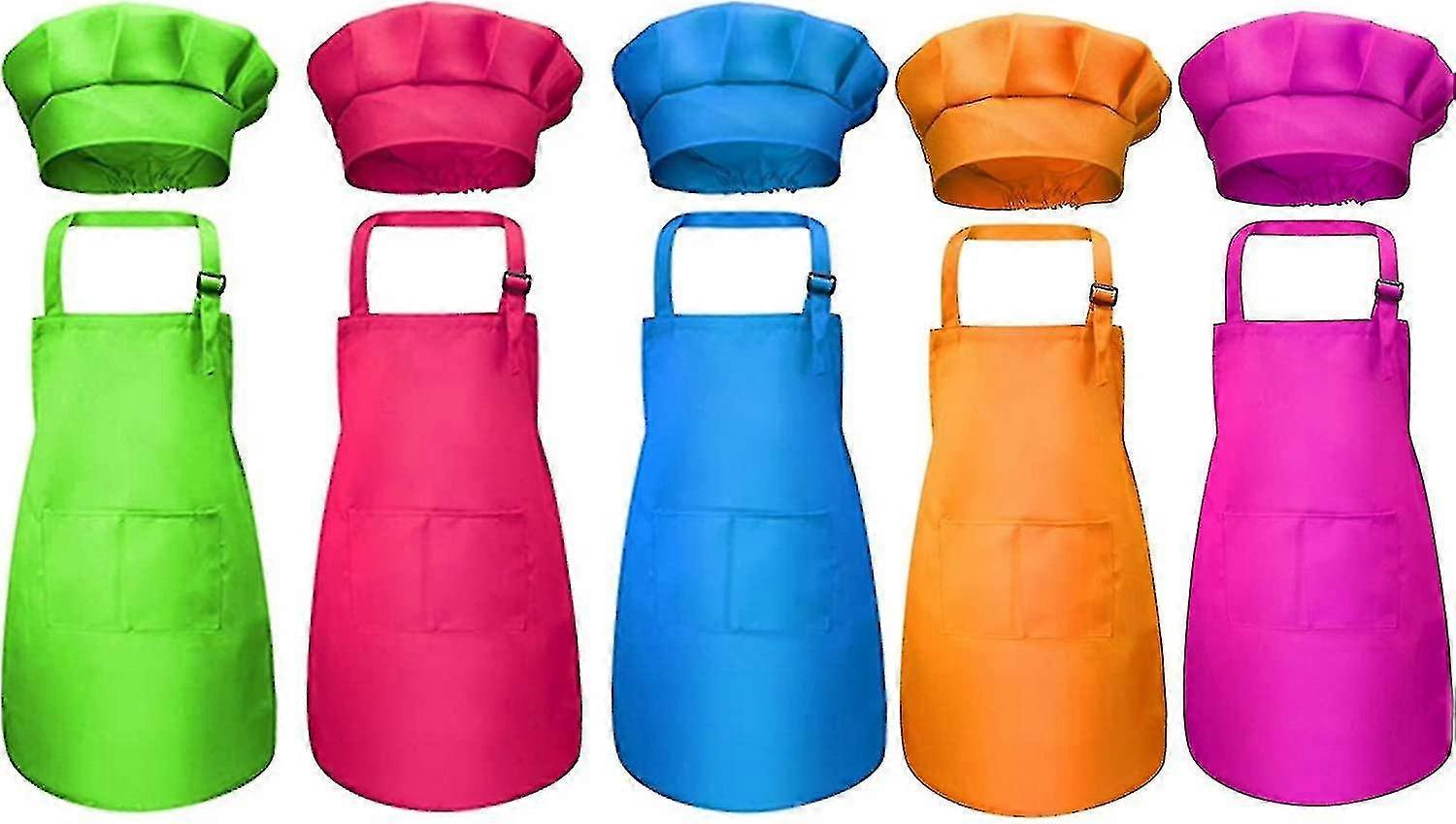 5 Pieces Kids Chef Hat And Apron Set