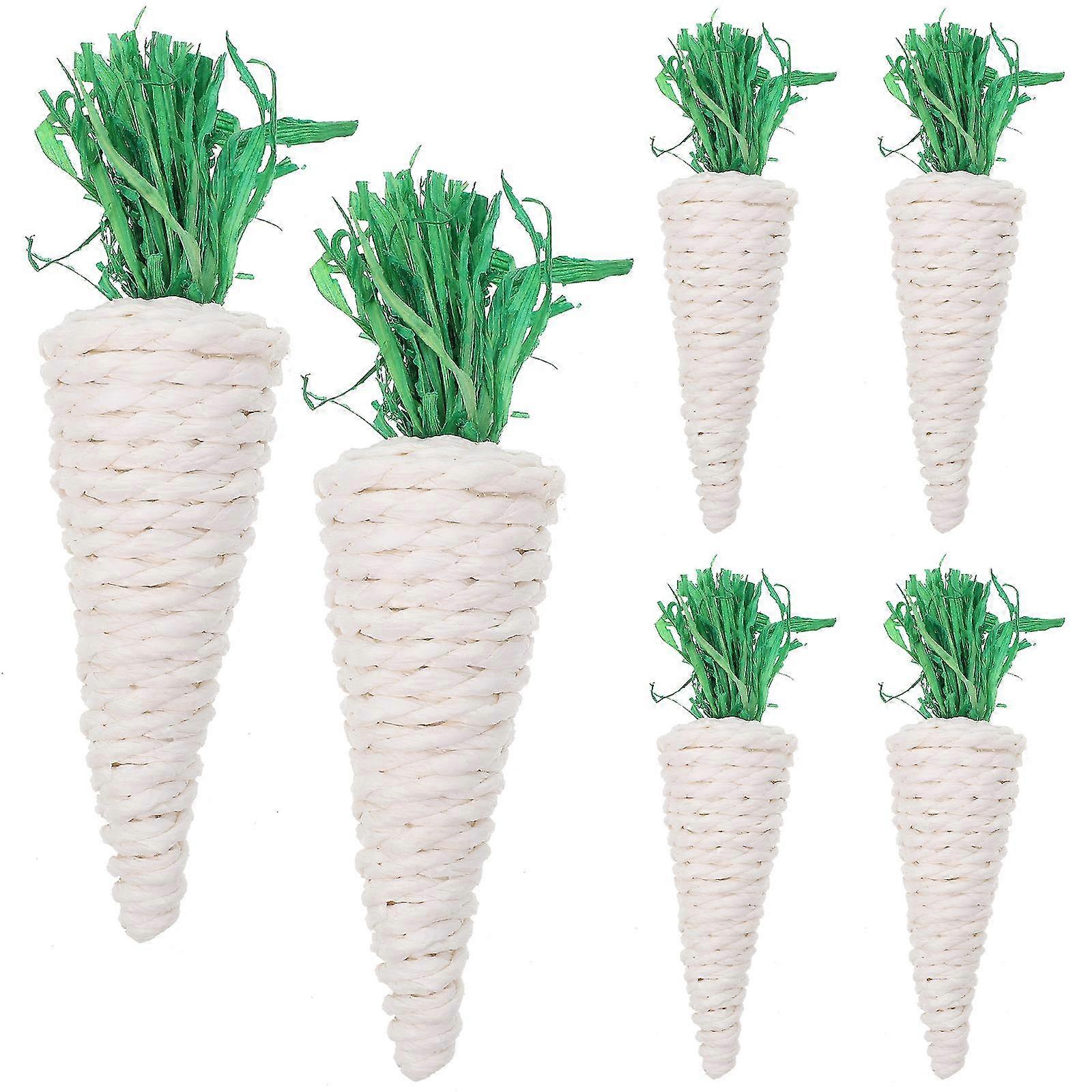 6stk Kanin Molar Gulerod Vævet Gulerod Legetøj Hamster Bunny Chew Legetøj Hamster Chew Supply-FCY