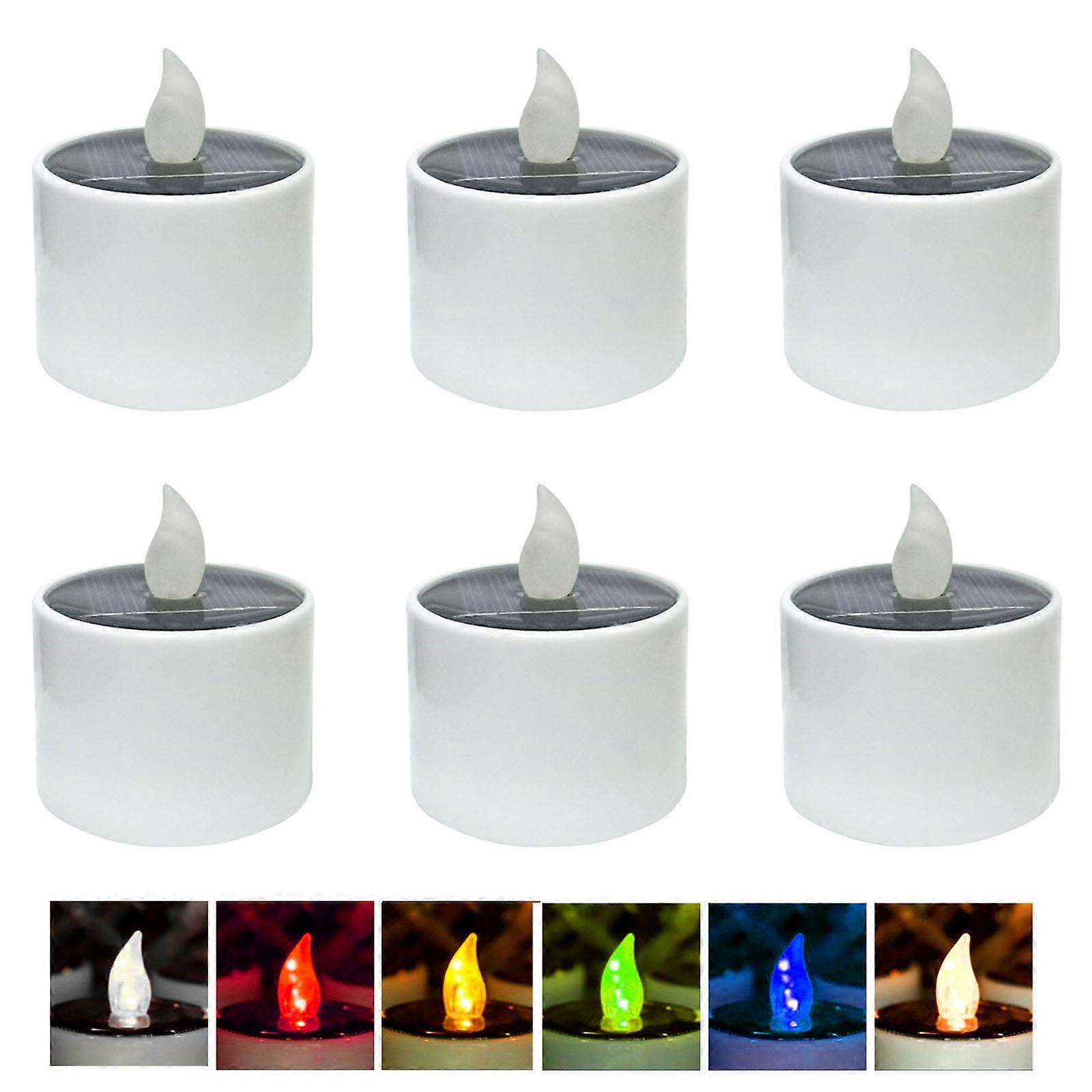 6Pcs Solar Powered Simulation Candle Flame Light Outdoor Garden Decor Lantern