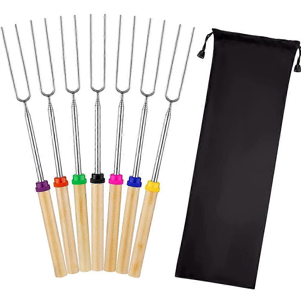 Marshmallow Roasting Sticks For Fire Pit With Wooden Handle