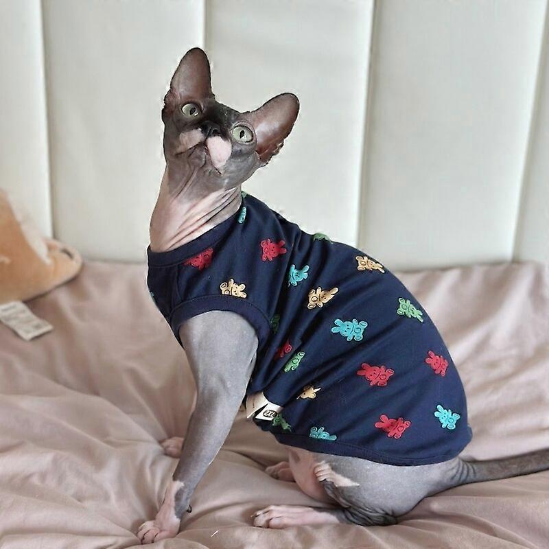 Sphnx Cat Clothes Cartoon Printing T-Shirt Vest For Kittens Dogs Cotton Coat for Devon Rex Hairless Cat Spring Vest Cat Products