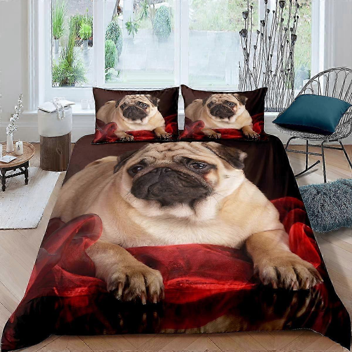 J357 Lakan Påslakan Set 3D Djur Hund Tryckt Sängkläder Täcke Set 3 stycken Mjuk Microfiber Sängkläder Täcke Med Dragkedja Stängning För Tee