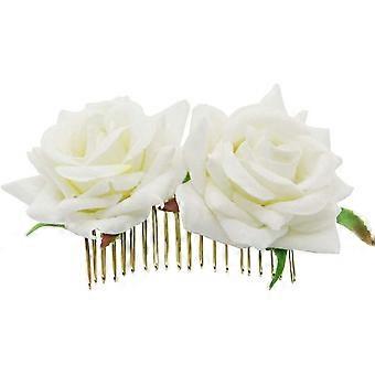 Miaoo Bailaora De Flamenco Pinza Para el Pelo Rosa Horquilla Dama de Honor Boda Mujer Accesorio de Pelo Peine de Novia (Rojo)