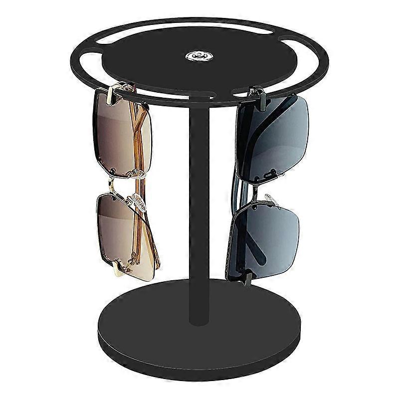 Acrylic Sunglasses Holder Stand with 360 Rotating, Eyeglasses Display Rack Black Eyewear Tabletop Organizer