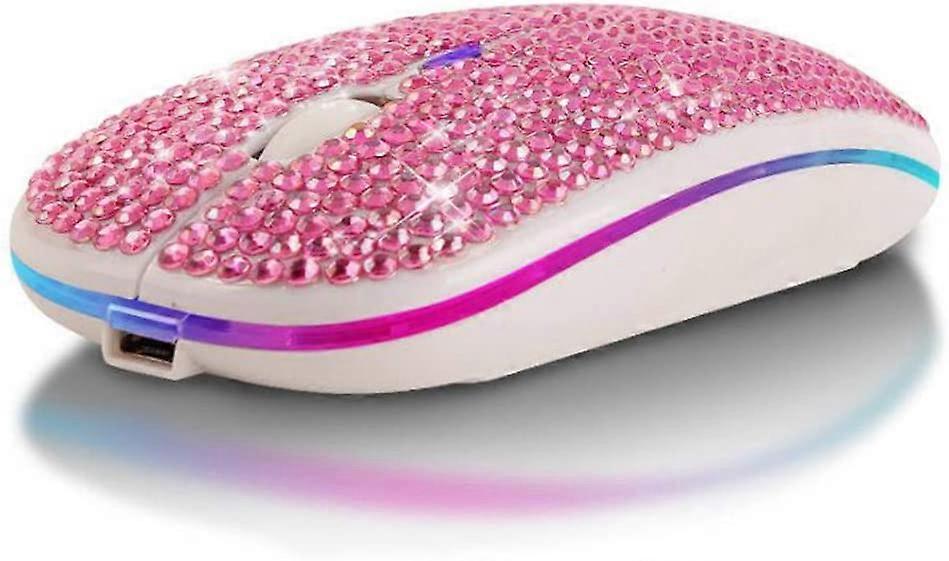 Bluetooth Mouse,Bling Dazzling 2.4GHz Rechargeable Wireless Mouse Slim Mouse with USB Receiver,Compatible with Notebook, C,Laptop,Computer,MacBook,Gre