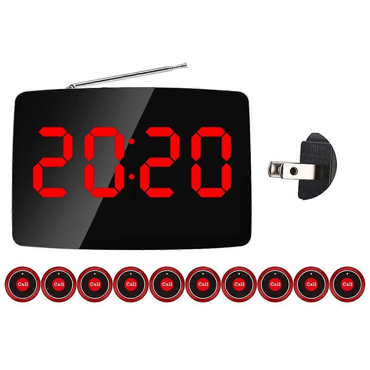 Wireless Restaurant Pager Calling System 10 Call Buttons for Bar, Office, Customer Call Waiter Serv