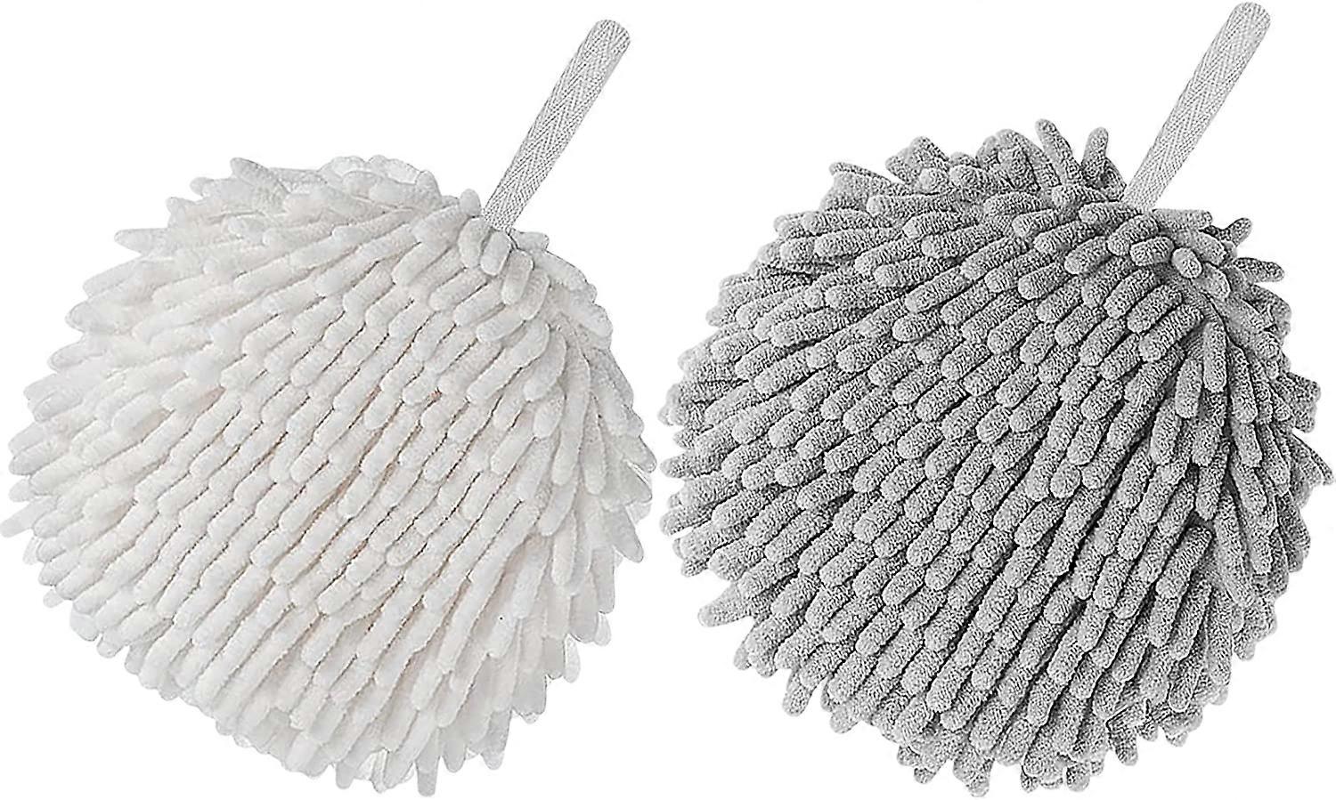 2 Pack Hanging Bathroom Hand Towels Dry Instantly (Gray+White)