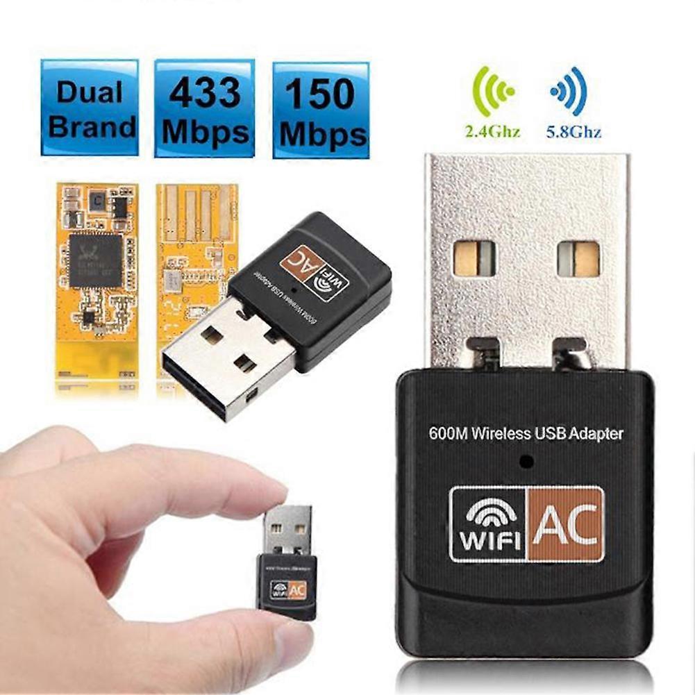 Mini 600Mbps 2.4/5GHz Dual Band WiFi USB Adapter Wireless Receiver for PC Laptop JIKAIX