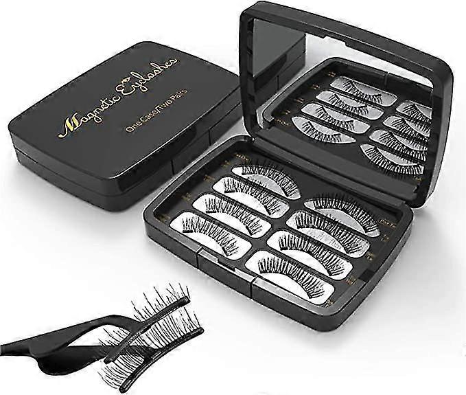 2pairs Magnetic Eyelashes,reusable Magnetic False Eyelashes 3d Magnets Extension Soft Individual False Eyelashes