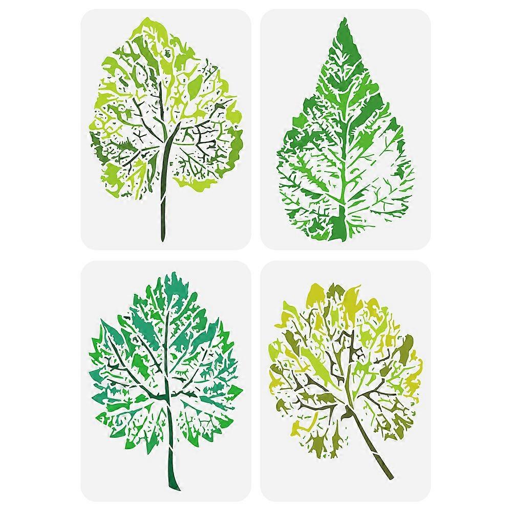 1Set 4Pcs 4 Styles PET Hollow Out Drawing Painting Stencils for DIY Scrapbook Photo Album Leaf Pattern 297x210mm 1pc/style