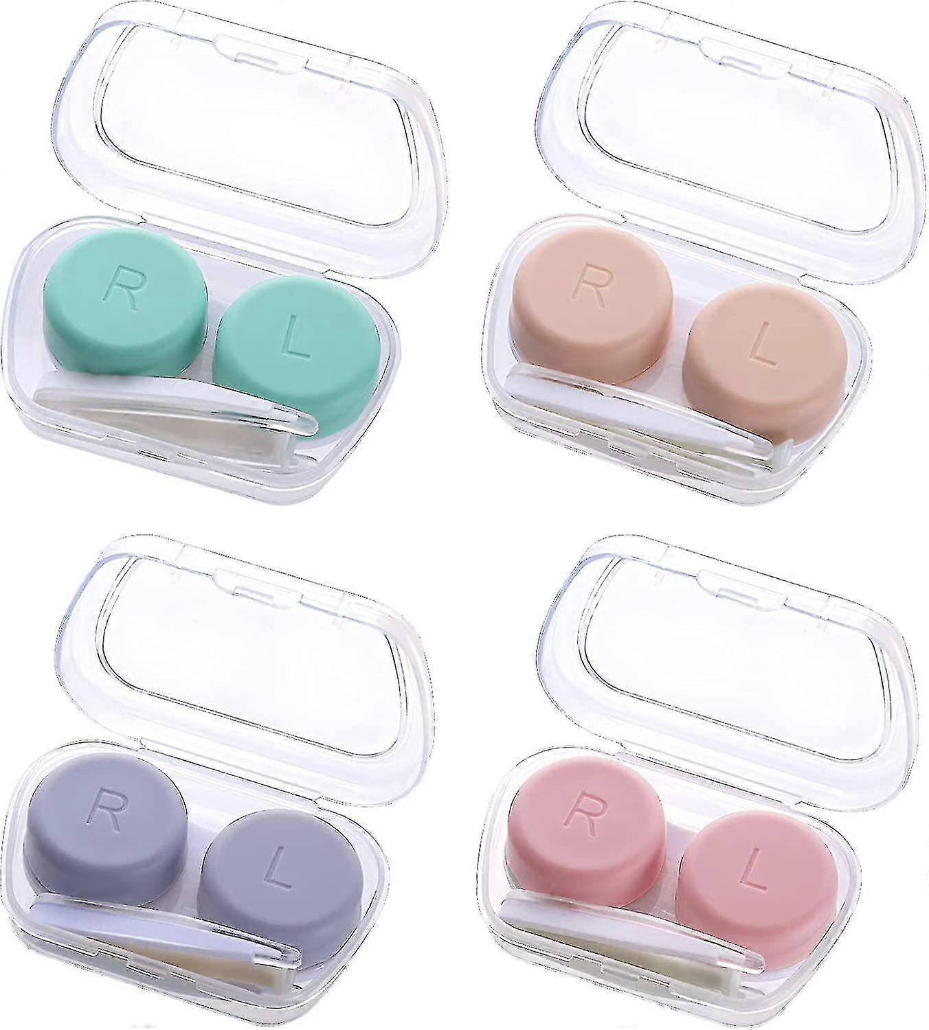 4 Pack Contact Lens Cases With Storage Case Tweezers Putting On Stick